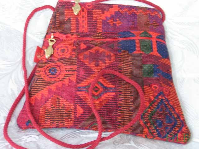 Triangle - Ethnic Red/Orange Pattern Bag Purse Handbag