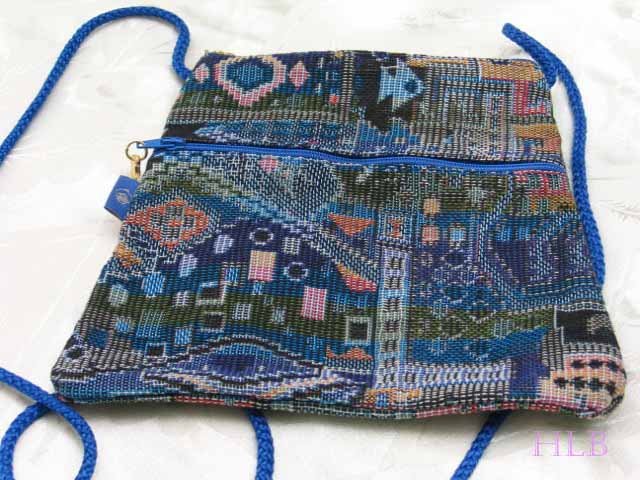 Triangle - Ethnic Blue Pattern Bag Purse Handbag