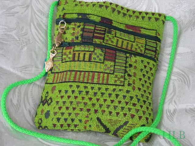 Square - Chenille Lime Green Purse Handbag Tote Sling Bag