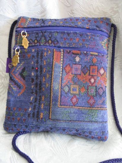 Square - Chenille Purple Purse Handbag Tote Sling Bag