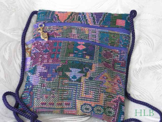 Square - Multi - Colored Purple Purse Handbag Tote Sling Bag