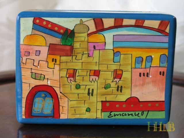 Jewelry Box Emanuel Wood Hand Painted Small 'Jerusalem''