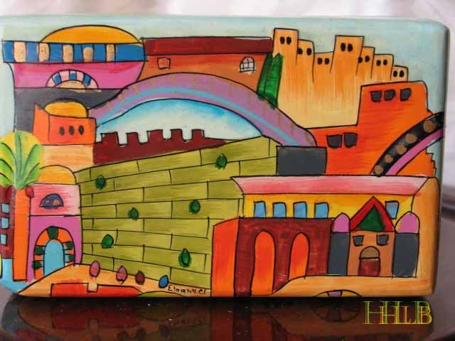 Jewelry Box Emanuel Wood Hand Painted Medium 'Jerusalem Kotel'