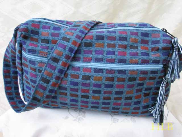 Nava - Elegant Woven Blue Fabric 4 Pockets Shoulder Handbag