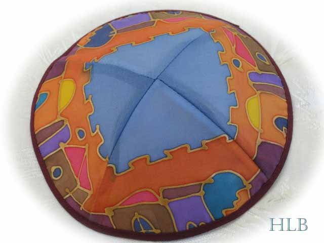 Kippa Emanuel Hand Painted Silk Multi-Color -- YAS10