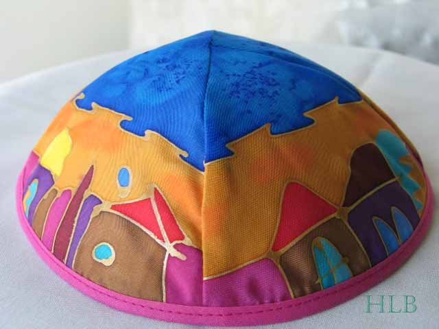 Kippa Emanuel Hand Painted Silk Multi-Color -- YAS6