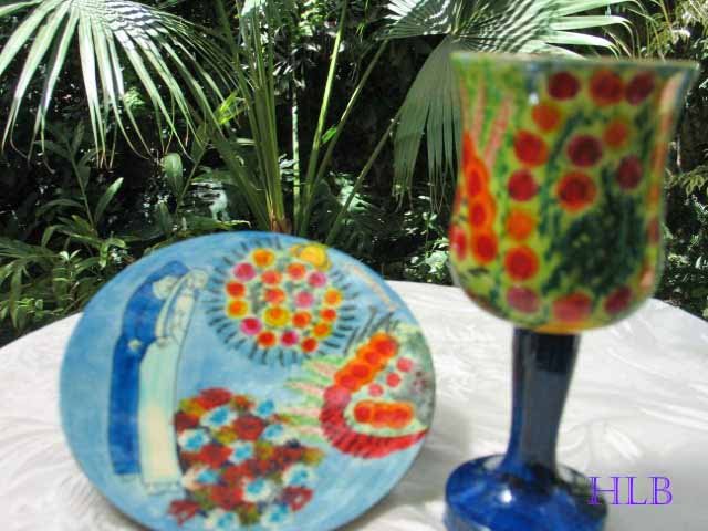 Kiddush Cup Emanuel Hand Painted Wood Bride Groom -- CU8