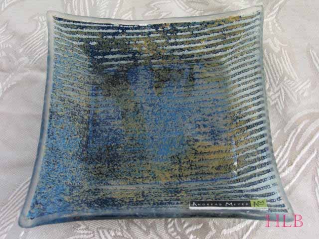 Square Dish Andreas Meyer Fused Decorative Glass - Jeans