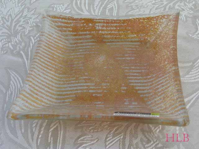 Square Dish Andreas Meyer Fused Decorative Glass - Metallic Jeans