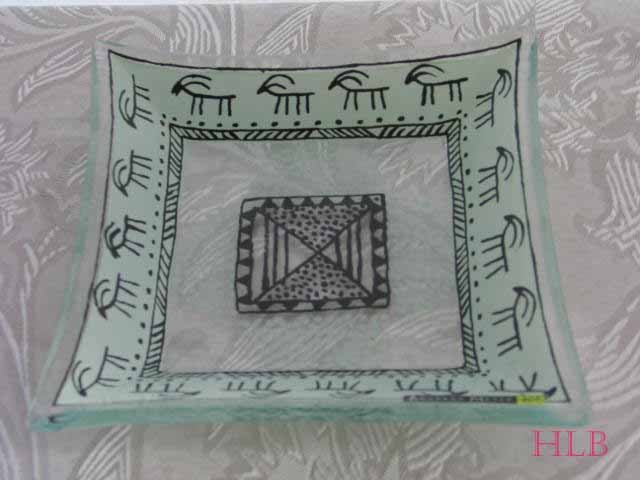 Square Dish Andreas Meyer Fused Decorative Glass - Ethnic