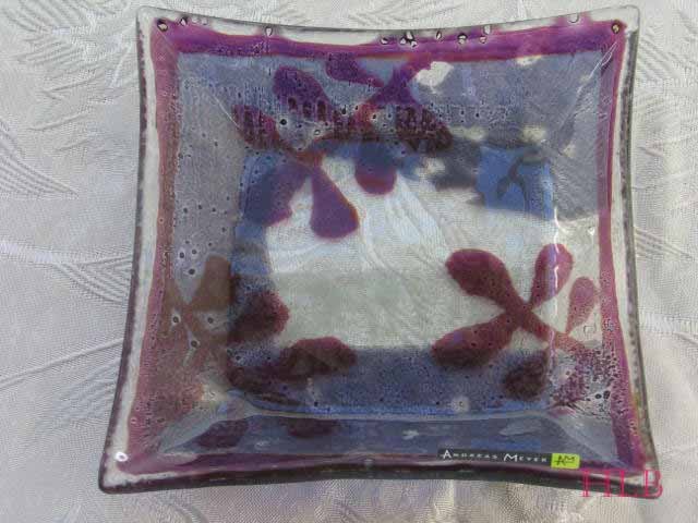 Square Dish Andreas Meyer Fused Decorative Glass - Purple Coral