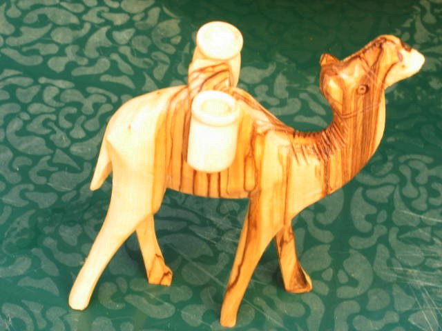 Camel Carved Olive Wood With Jugs
