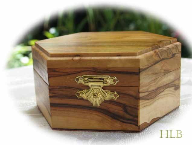 Jewelry Box Olive Wood Keepsake Hexagonal
