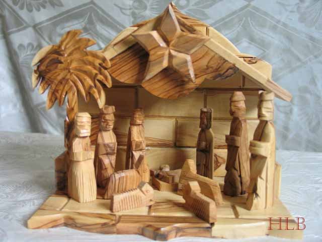 Large Olive Wood Musical Nativity Scene