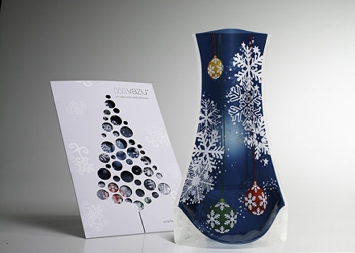 Vazu Expandable Portable Decorative 'Holiday Blue' Flower Vase