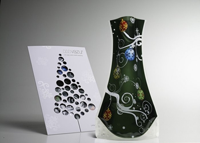 Vazu Expandable Portable Decorative 'Holiday Green' Flower Vase