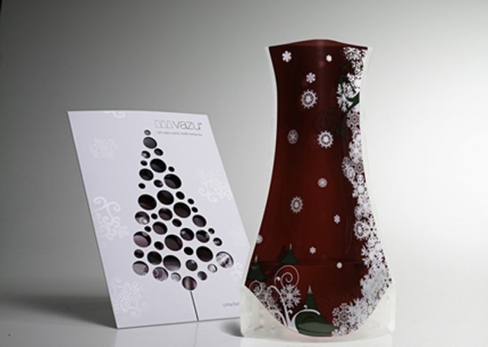 Vazu Expandable Portable Decorative 'Holiday Red' Flower Vase