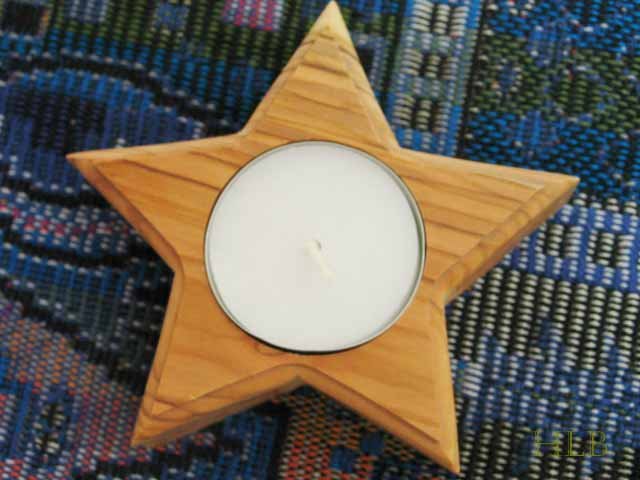 Holy Land Olive Wood Star Candle Holder
