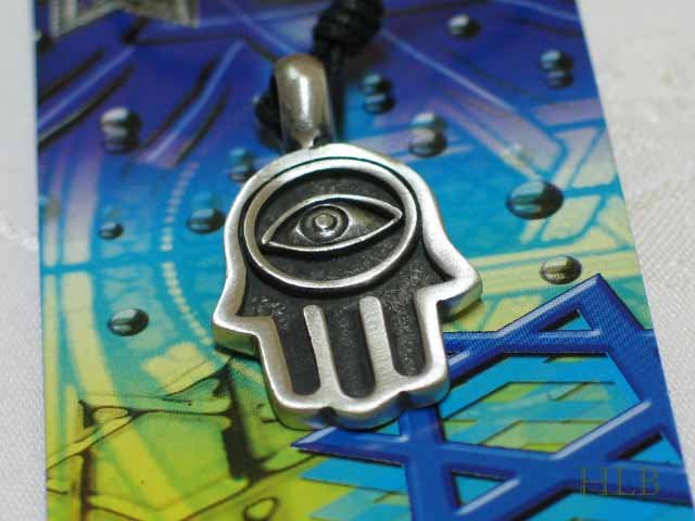 Pewter Hamsa Power Amulet Pendant Necklace