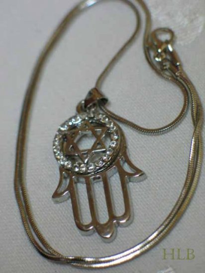 Silver Star of David And Hamsa Necklace