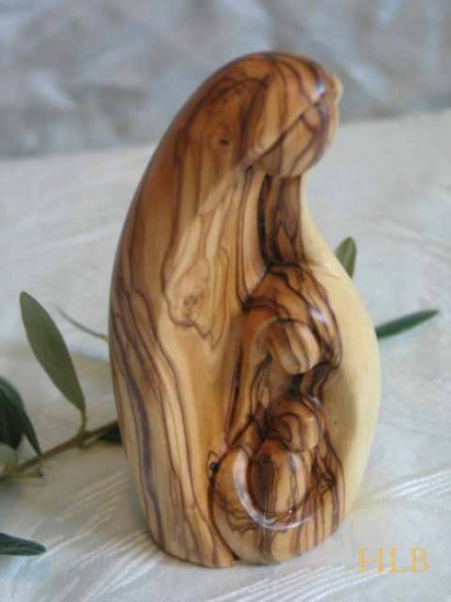 Olive Wood Holy Family Sculpture - A
