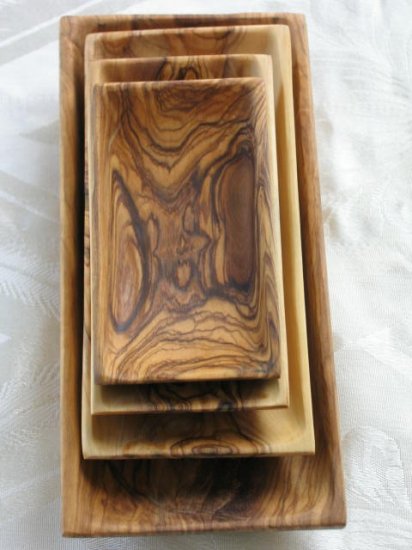 4 Olive Wood Nested Snack Dishes Made in Bethlehem