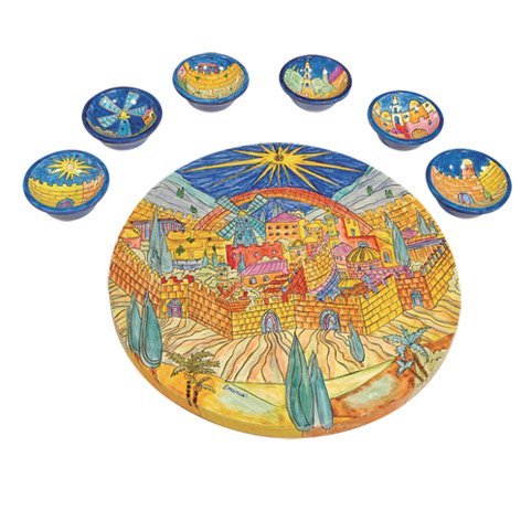 Emanuel Oriental Jerusalem Seder Plate and Six Small Bowls SP-11