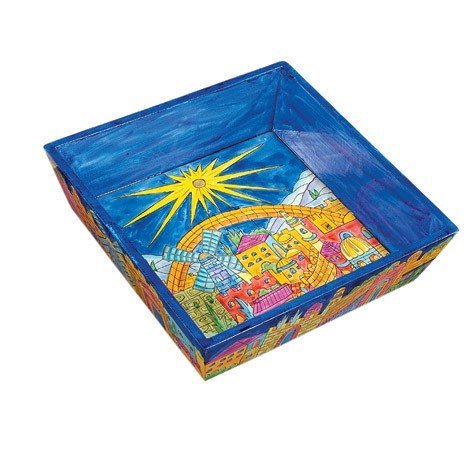 Emanuel Wood Passover Matzah Tray Plate Israel MA11
