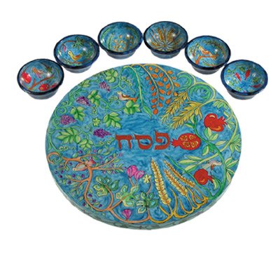 Emanuel Seven Species Seder Plate and Six Small Bowls SP-3