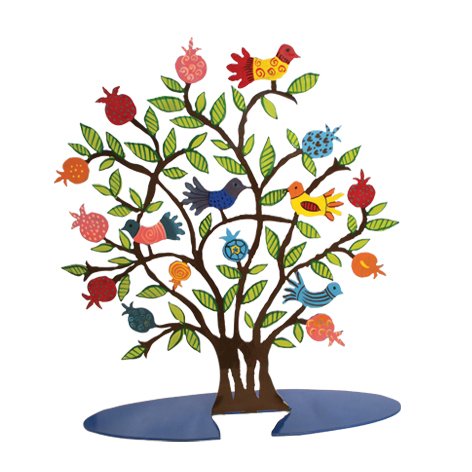 Emanuel Laser Lazer Cut Hand Painted Pomegranate Tree Sculpture LCT