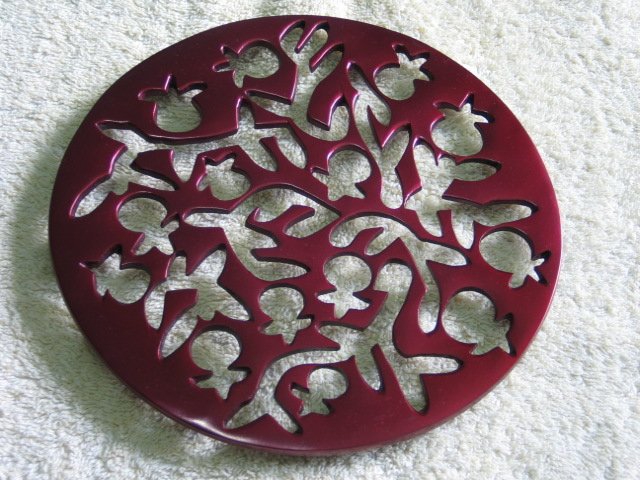 Emanuel Anodized Aluminum Red Pomegranate Trivet MHPC1