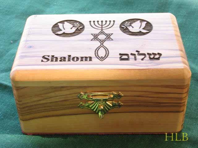Olive Wood Large Peace - Shalom Jewelry / Keepsake Box