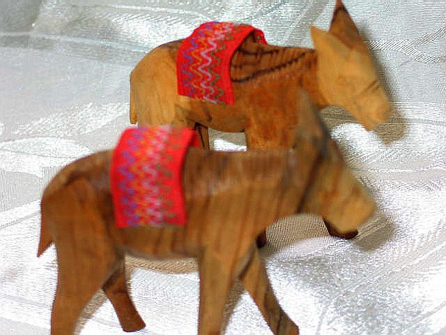 Donkeys 2 Olive Wood Carved Set