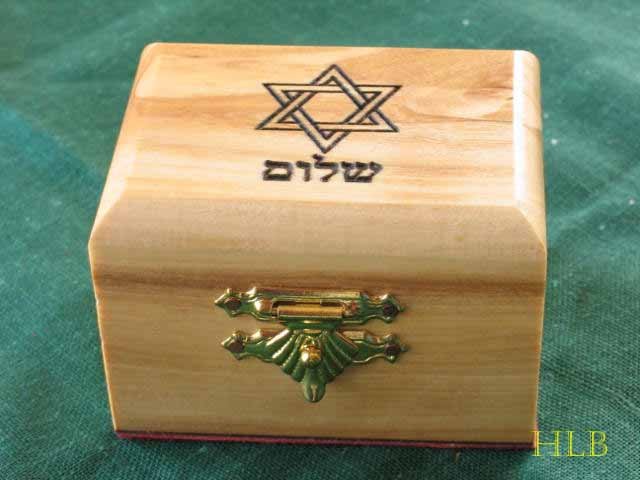 Olive Wood Star of David 'Shalom' Jewelry Keepsake Box Sm