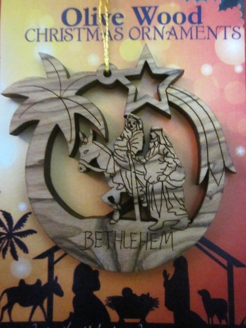 Olive Wood Bethlehem Holy Family Christmas Ornament 9
