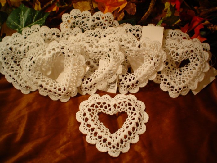 (6) Stiffened Crocheted Heart Ornament