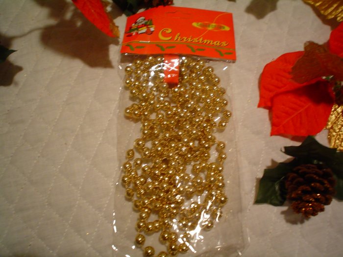 Gold Bead Tree Garlands 9 Foot