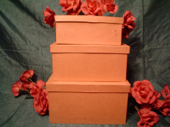 PAPER MACHE LARGE RECTANGLE BOX SET - Ready to Paint