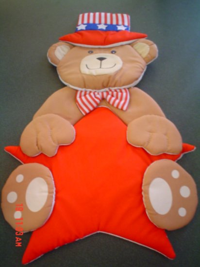 Patriotic Teddy Bear Wall or Door Hanging- Fabric Decoration
