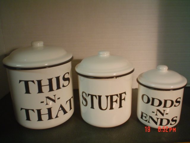 BLACK AND WHITE ENAMELWARE CANISTERS â This n That, Stuff, Odds n Ends