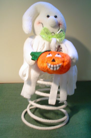 Cute Felt Halloween Ghost on a Spring