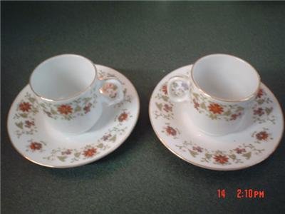 2 Demitasse Cups and Saucers - Fine Porcelain