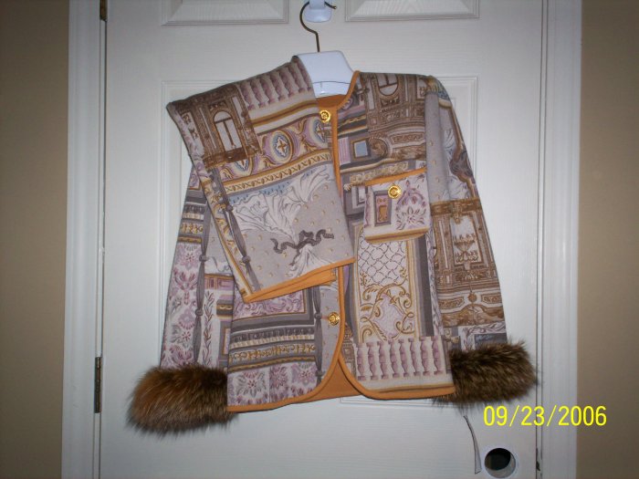 suit with fur trim