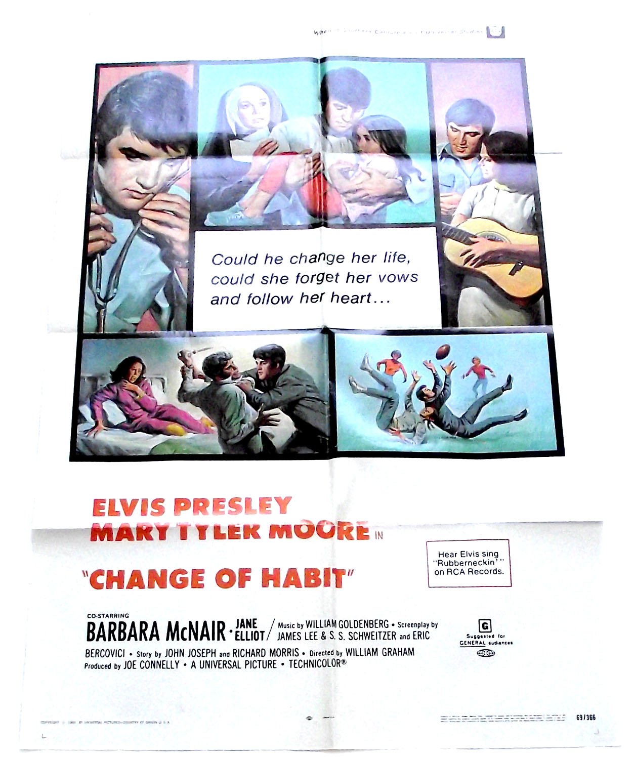 Elvis Presley Change Of Habit U S One Sheet Film Poster 1969