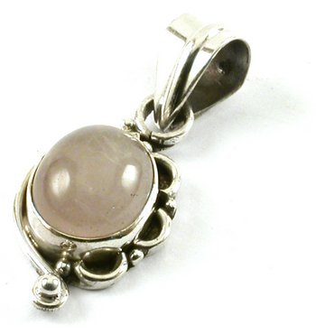 STERLING SILVER ROSE QUARTZ OVAL PENDANT/NECKLACE