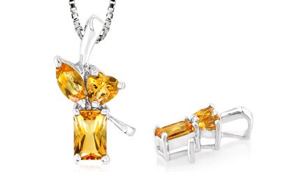 STERLING SILVER 1.00CTW 3 STONE GENUINE CITRINE PENDANT