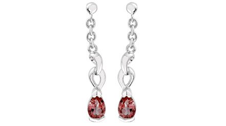 Sterling Silver 1.00ctw Pear Cut Garnet Dangling Earrings