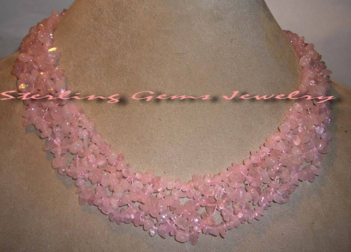 Breathtaking Genuine Natural 20" Rose Quartz Necklace