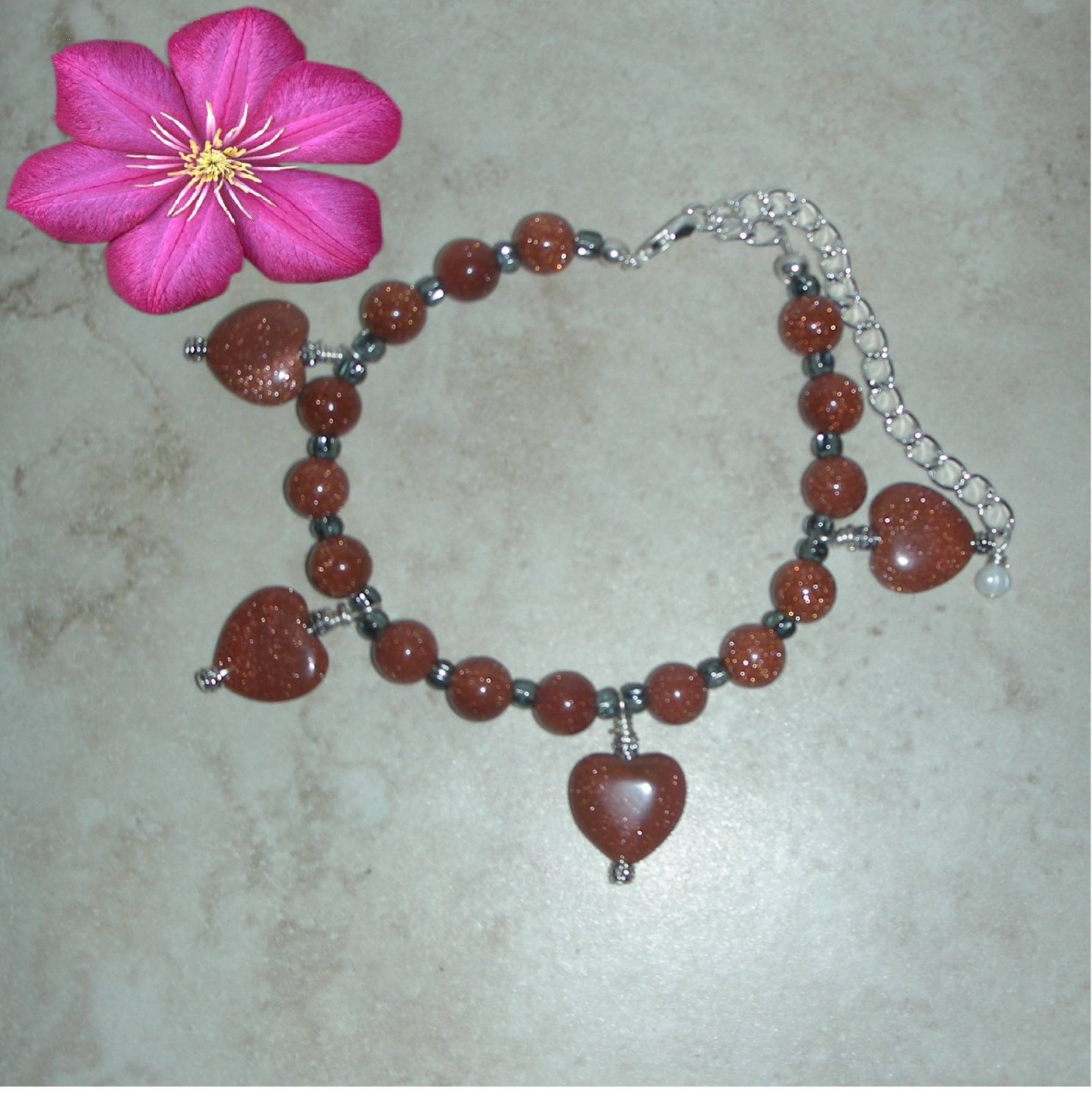 My Heart Charm Sunsitara Goldstone Bracelet