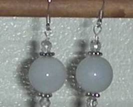 14KT GF Botswana Snow White Agate Swarovski Crystal Earrings
